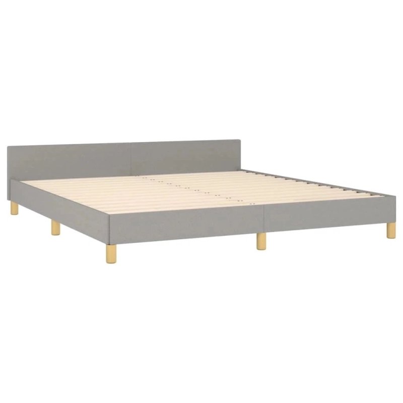 Minimalist Grey Fabric Upholstered Bed Frame Durable Wood Legs Minimalist Grey Fabric Upholstered Bed Frame Durable Wood Legs
