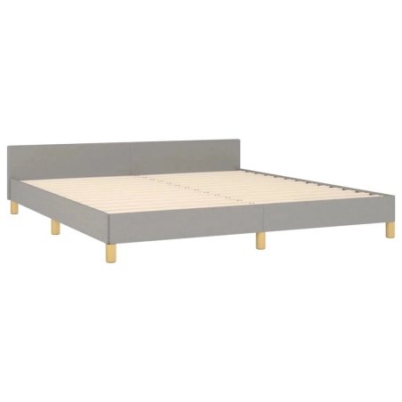 Minimalist Grey Fabric Upholstered Bed Frame Durable Wood Legs