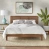 Queen Size Mid-Century Modern Solid Wood Rattan Bed Frame