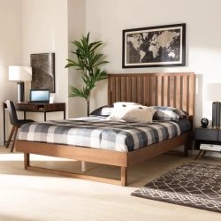 Minimalist Solid Wood Bed Frame with Headboard