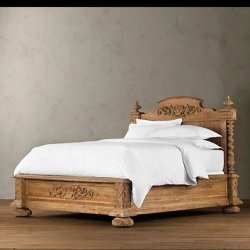 Hand Carved Solid Wood Bed Frame Classic Design Bedroom Furniture