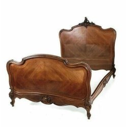 Ornate Classic French Wooden Bed Frame with Veneer Panels