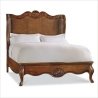 Classic French Country Cane Wood Bed with Carved Details