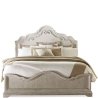 Elegant French Country Distressed White Solid Wood Bed Frame