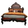 Luxury Ornate Carved Dark Wood King Size Bed