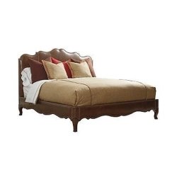 Classic Upholstered Bed with Carved Wood Legs