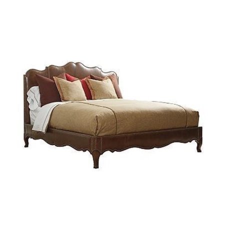 Classic Upholstered Bed with Carved Wood Legs