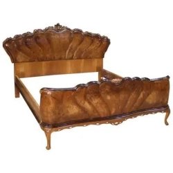 Classic Ornate Wooden Bed Frame Early 20th Century Style