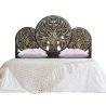 Handcrafted Carved Wood Bed Headboard with Antique Gold Finish