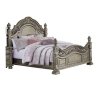 Classic Ornate Carved Wood Panel Bed with Posts