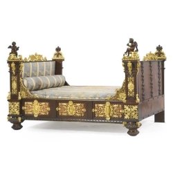 Opulent Carved Wood Daybed with Gilt Bronze Accents