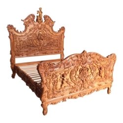 Luxury Ornate Solid Wood Carved Bedroom Bed Frame
