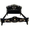 Ornate Black Gold Carved Wooden Bed Frame