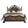 Luxury Brown Tufted Velvet King Size Bed with Mirror Accents
