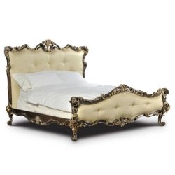 Classic Carved Upholstered Bed with Ornate Detail
