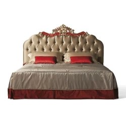 Regal Tufted Upholstered Bed with Ornate Headboard