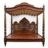 Luxurious Hand-Carved Wooden Four Poster Canopy Bed Frame