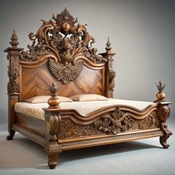 Exquisite Hand Carved Wooden Bed Frame Luxury Bedroom Furniture