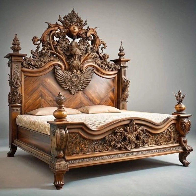 Exquisite Hand Carved Wooden Bed Frame Luxury Bedroom Furniture Exquisite Hand Carved Wooden Bed Frame Luxury Bedroom Furniture