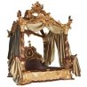 Exquisite Hand Carved Gold Canopy Bed Luxury Master Bedroom Furniture