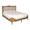 Luxurious Ornate Gold Leaf Bed with Tufted Headboard