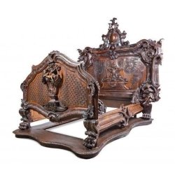 Antique Style Ornate Carved Wooden Bed Frame Classic Design