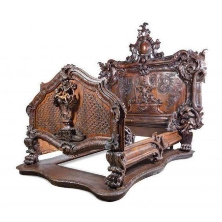 Antique Style Ornate Carved Wooden Bed Frame Classic Design