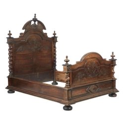 Ornate Carved Wood Bed Frame Classic Traditional Design