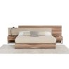 Modern Wood Platform Bed Set with Fabric Headboard and Integrated Nightstands