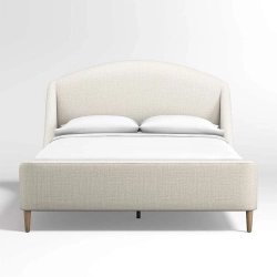 Elegant Modern Upholstered Fabric Bed with Wooden Legs