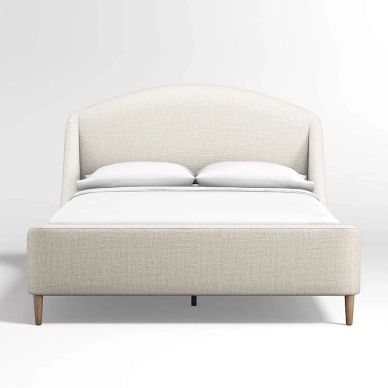 Elegant Modern Upholstered Fabric Bed with Wooden Legs Elegant Modern Upholstered Fabric Bed with Wooden Legs