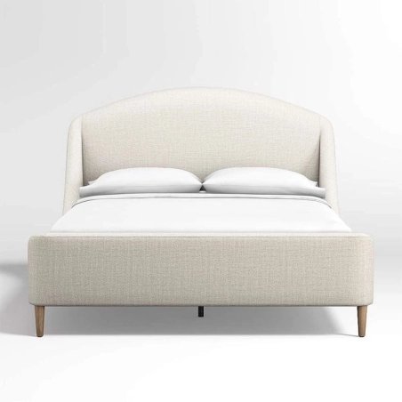 Elegant Modern Upholstered Fabric Bed with Wooden Legs