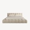 Modern Upholstered Platform Bed Frame Queen Size Beige Fabric Tufted Headboard