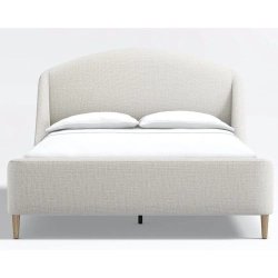Modern Upholstered Platform Bed Frame with Wood Legs