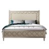 Elegant King Size Bed Frame with Geometric Upholstery