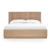 Minimalist Modern Wood Bed Frame with Slatted Headboard
