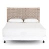 Contemporary Woven Leather Headboard Platform Bed