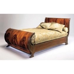 Classic Wood Sleigh Bed with Elegant Veneer Finish | Luxury Bedroom Furniture