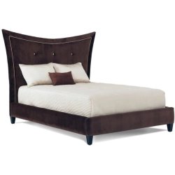 Elegant Upholstered Platform Bed with Tall Curved Headboard