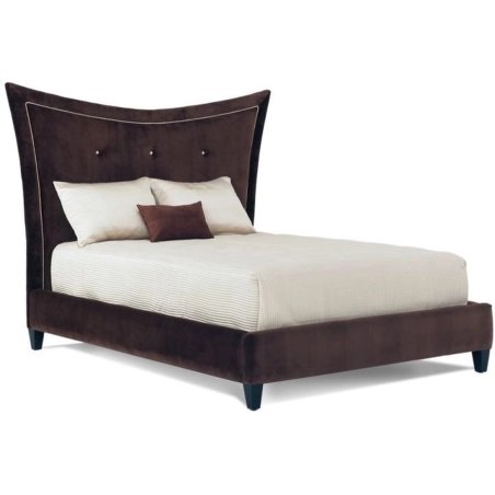Elegant Upholstered Platform Bed with Tall Curved Headboard