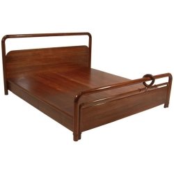 Elegant Dark Wood Bed Frame with Integrated Storage