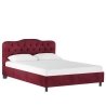 Velvet Upholstered Bed Frame Deep Red Tufted Headboard
