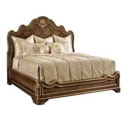 Luxury Classic Ornate Wood King Size Bed with Carvings