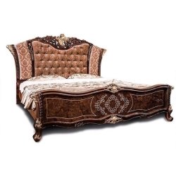 Luxury European Classical Carved Wood King Size Bed