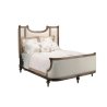 Elegant Classic Upholstered Wood Bed Frame with Intricate Carving