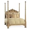 Elegant Classic European Style Solid Wood Four Poster Bed with Carving