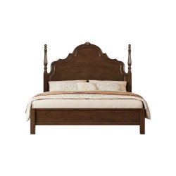 Solid Wood Traditional Canopy Bed with Detailed Headboard
