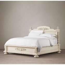 Classic Ornate Carved Wood Platform Bed Frame
