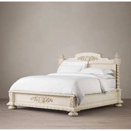 Classic Ornate Carved Wood Platform Bed Frame