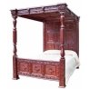 Hand Carved Solid Wood Four Poster Canopy Bed - Ornate Traditional Design